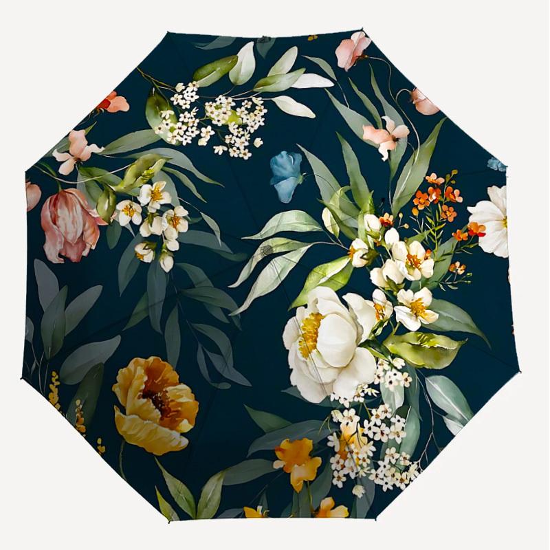 1PC Floral Pattern Umbrella-8-Rib Reinforced Portable Folding Travel Suitable for All Seasons Outdoor Daily Use Is an Ideal Choice -K0414