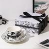 Винтажный цветочный керамический набор кофейной чашки и блюдца с подарочной коробкой - Элегантная чайная чашка для домашнего использования и в качестве подарка