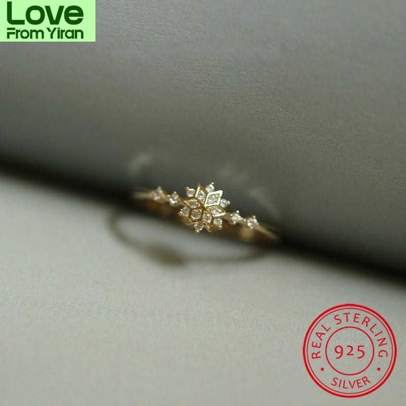 Кольцо из стерлингового серебра 925 пробы, женское кольцо в виде снежинки с камнем, изящные обручальные кольца для женщин, тонкое кольцо с белым цирконием, ювелирные изделия
