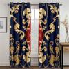 3D Modern Luxury Brand Design Baroque Black Gold 2 Pieces Thin Shading Window Curtain For Living Room Bedroom Decor Rod Pocket