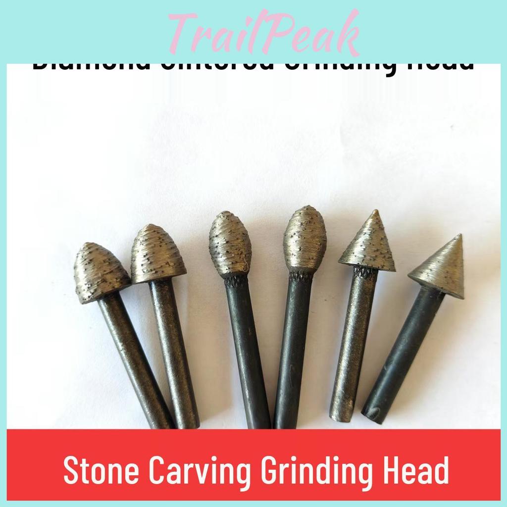 Grinding Head For Sintered Diamond Stone Carving Engraving 6mm Shank