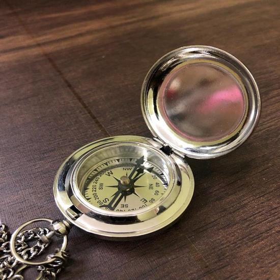 Серебряный компас ручной работы/кнопочный компас/латунный карманный компас/компас классического размера, подарок на годовщину, Рождество