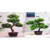 KOET Artificial Bonsai Pine Tree, 11Inch Faux Potted Plant Desk Display Fake Tree Pot Ornaments, Japanese Cedar Bonsai Plant for Home, Office