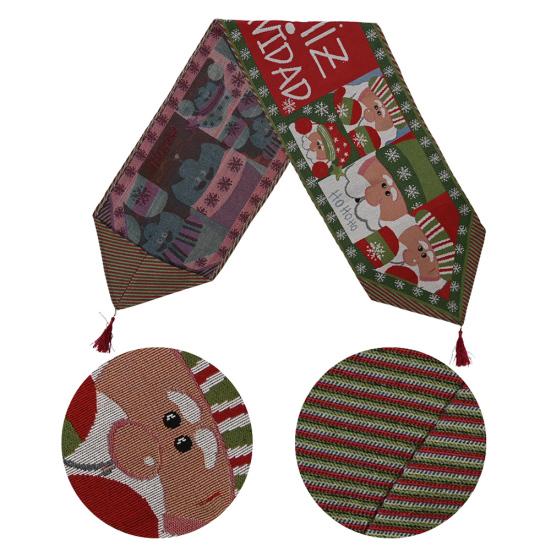 Pwichdn Рождественские украшения Трикотажная ткань Креативная красочная скатерть-бегун