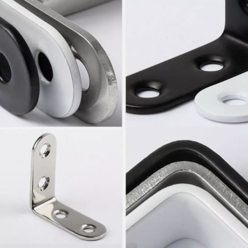 XSAJU Brackets, Shelf Brackets, 40*40*16mm, Set of 20, L-Shaped, Angle Brackets, Screw-Included, Stainless Steel, Perforated, Right Angle (White)