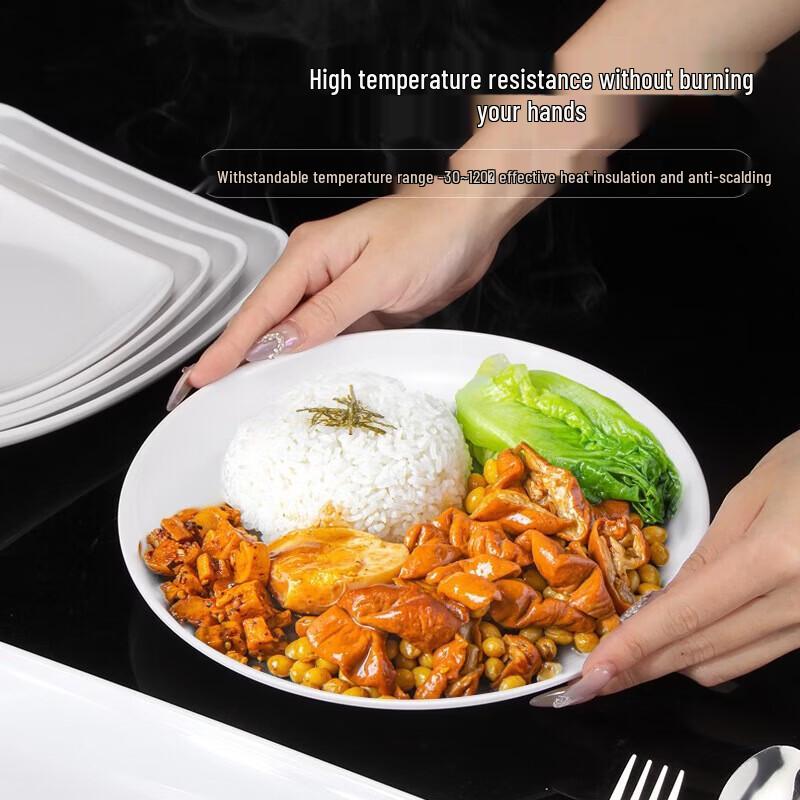 Jingyu 6-inch White Food Grade Melamine Flat Plates (2-Pack)