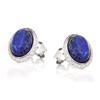 Les Trésors De Lily [R3819] - Silver 'Meghan' Lapis Lazuli Earrings (rhodium) - 10x8mm