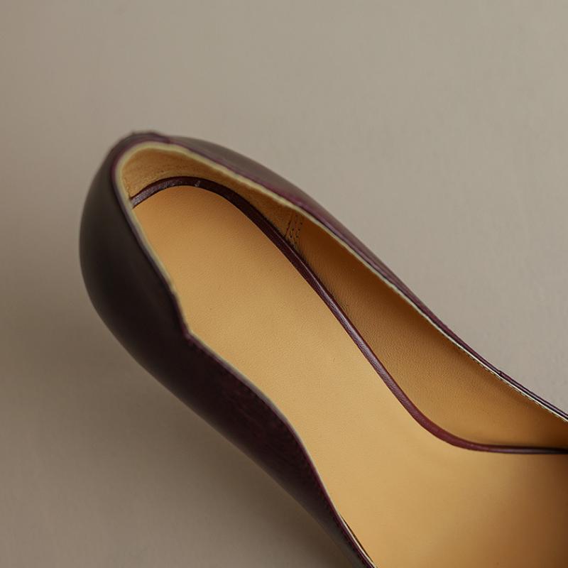 Женские туфли на шпильке, новые винно-красные туфли во французском стиле, темпераментные, коричневые, профессиональные, с низким вырезом, на высоких каблуках с острым носком