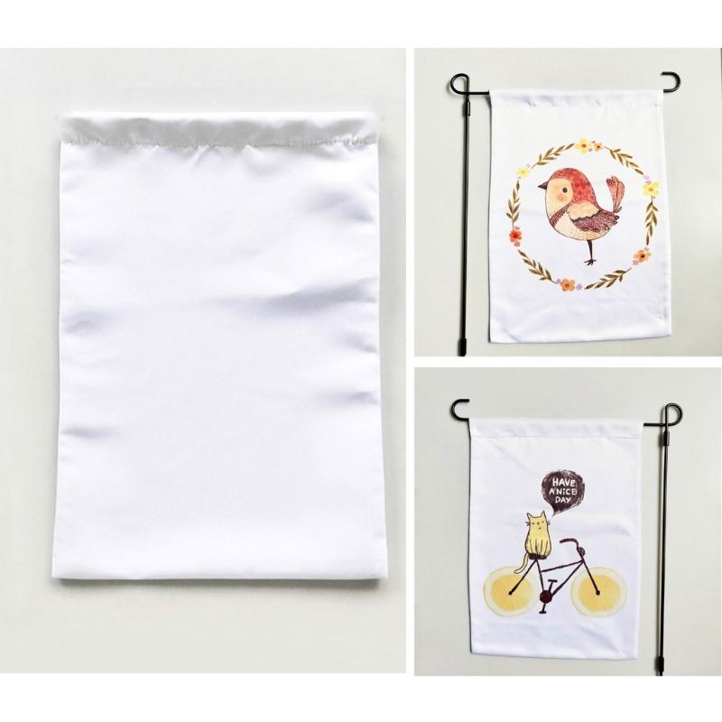 12x18Inch Double Sided White Sublimation Blank Polyester Flags DIY for Garden Yard Blank Banners Sublimation Blank