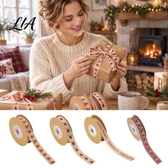 DIY Handmade Jewelry Making Ribbon Christmas Packaging Ribbon, Cotton And Faux Linen Decorative Fabric Roll for Holiday Rustic Supplies Gift Wrapping,