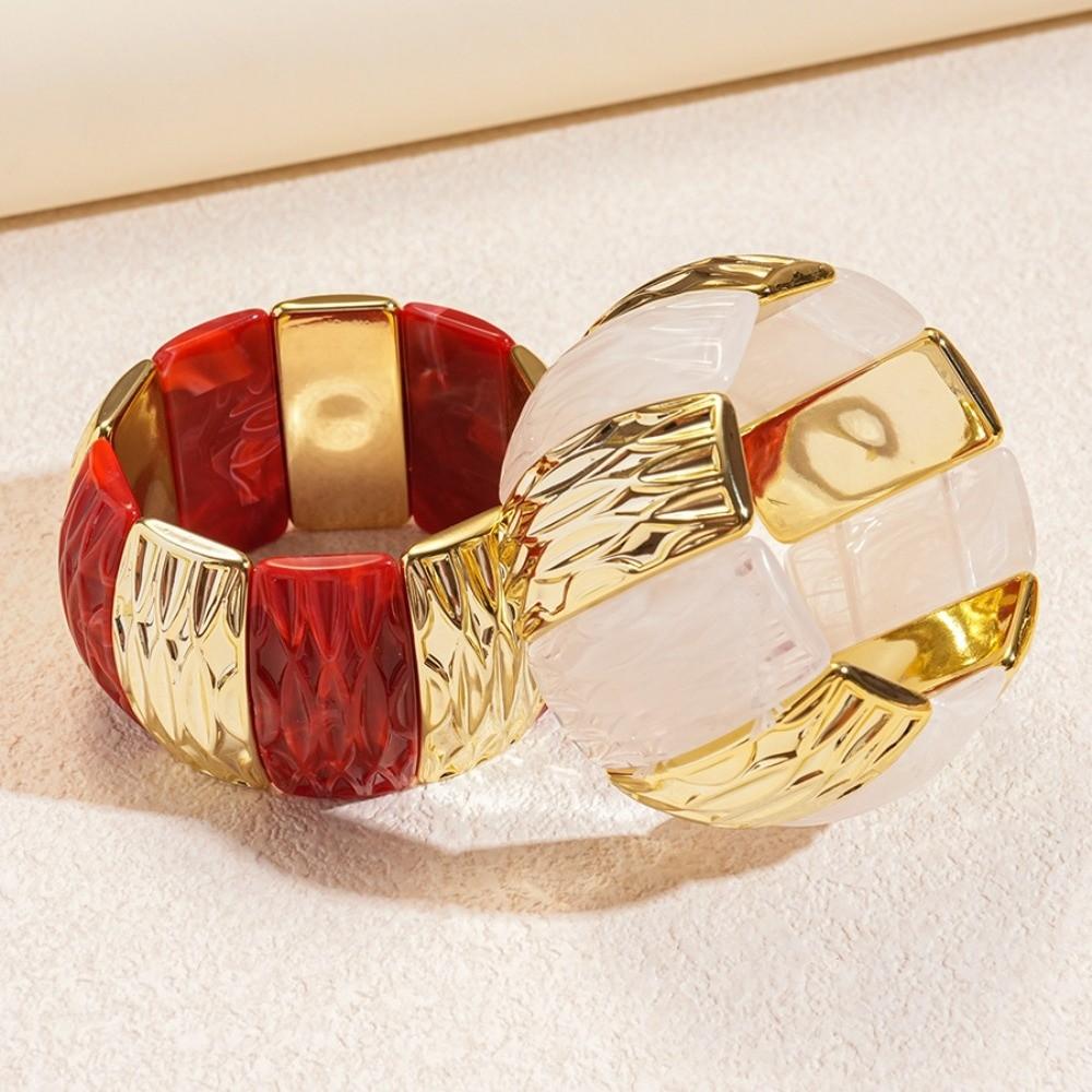 Bohemian Acrylic Bangle Smudging Retro Hand Ring Creative Irregular Wide Bracelet Decoration