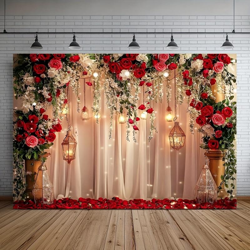 1pc, 2Dflat, European-style rose gold photography backdrop, luxurious home décor backdrop - ideal for weddings and photography,
