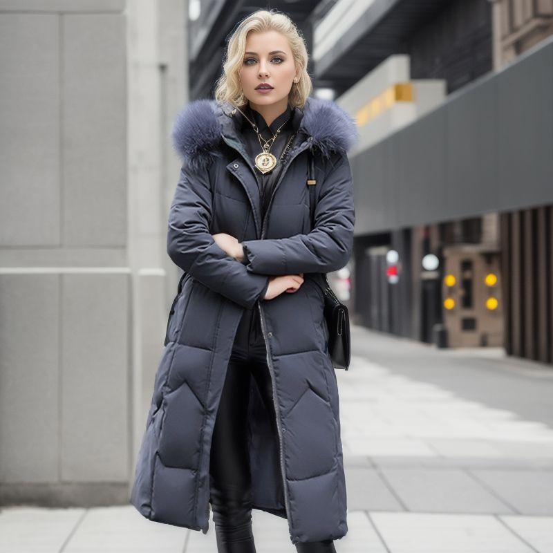 Women Parkas Winter Jacket Long Overcoat Thicken Coat Fur Collar Hooded Zipper Warm Snow Wear Woman Padded Clothes