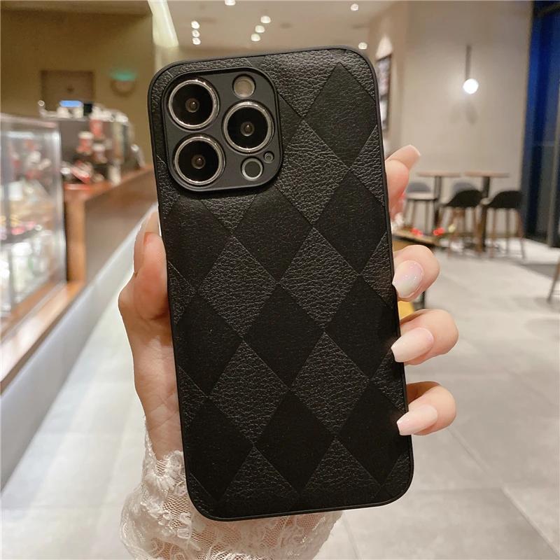 Чехол с текстурой кожи для iPhone 15 14 13 12 Mini 11 Pro Max XS XR 8 7 Plus Однотонный Оригинальный Силиконовый Мягкий Противоударный Чехол