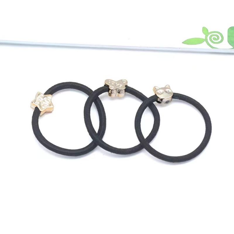 Набор корейских золотых бусин, черная эластичная резинка для волос, резинка для волос, повязка на голову, аксессуары для волос оптом