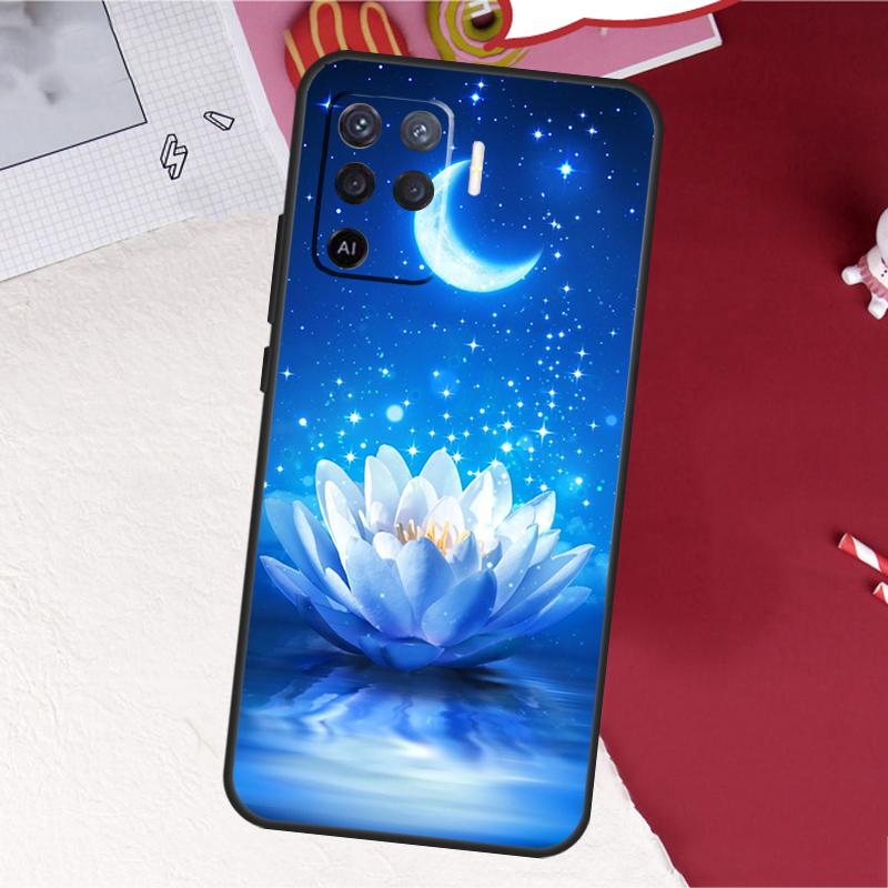 Чехол Синие Белые Цветы Лотоса Для Oppo A16 A96 A76 A17 A18 A60 A80 A40 A38 A58 A78 A98 A94 A74 A54 A15 A57 A77 A5 Pro