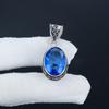 London Blue Topaz Gemstone Silver Pendant In 925 Sterling Silver - Handmade Oval Design, Everyday Wear Jewelry Mother' Day Gift