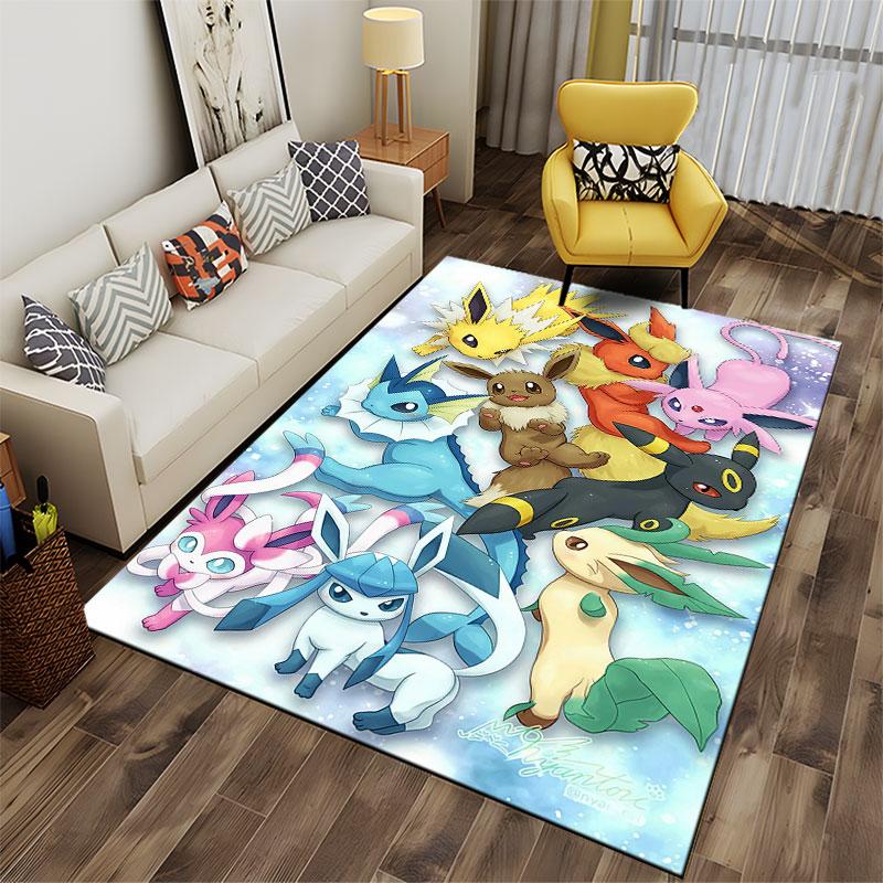 Colorful Eevee Evolution Carpet suitable as a non-slip mat for the living room or bedroom sofa