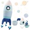 Детские силиконовые кубики для stacking, игрушки, мультяшная ракета, орнамент, грызунок пищевого качества, без BPA, украшение для детской комнаты, подарки для новорожденных