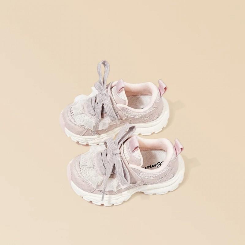 Youth style shoes Kids Breathable Mesh Lace-Up Sneakers Girls Boys Soft Rubber Sole Non-Slip Casual Dad Shoes