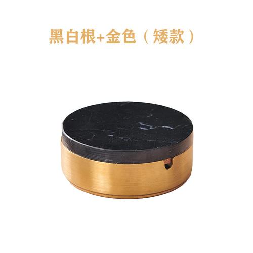 BREuropean Style Marble Alloy Ashtray with Lid Anti Fly Ash Luxury Stainless Steel Car Brass Color Multifunctional Ashtray DecorEY