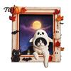 Kitchen Decor Magnet Cat Ghost Frame Fridge for Halloween, Retro Wooden Decoration Refrigerator Magnet, Accessories, Party Favors Halloween