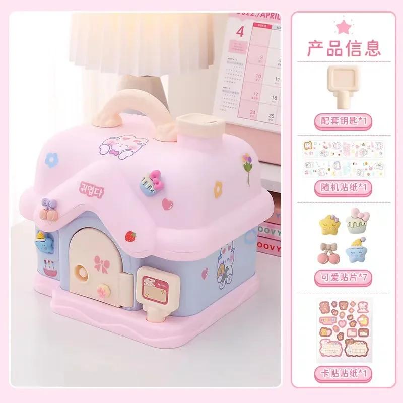 Creative DIY Piggy Bank Cartoon Cute Square Money Boxes Piggy Bank With Lock And Key Children Christmas New Year Gifts For Girls