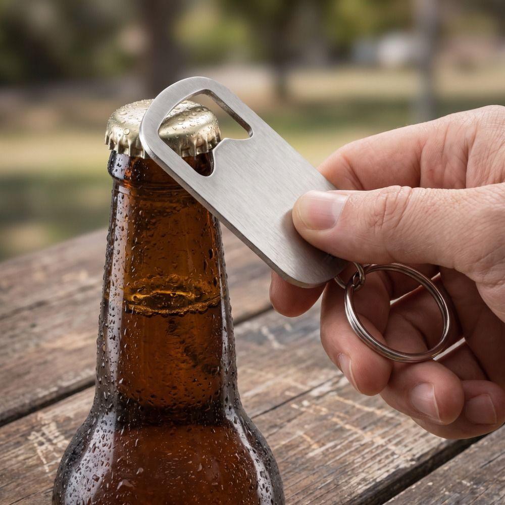 Stainless Steel Beer Bottle Opener Simple Key Chain Pendant Portable Bottle Opener Gift