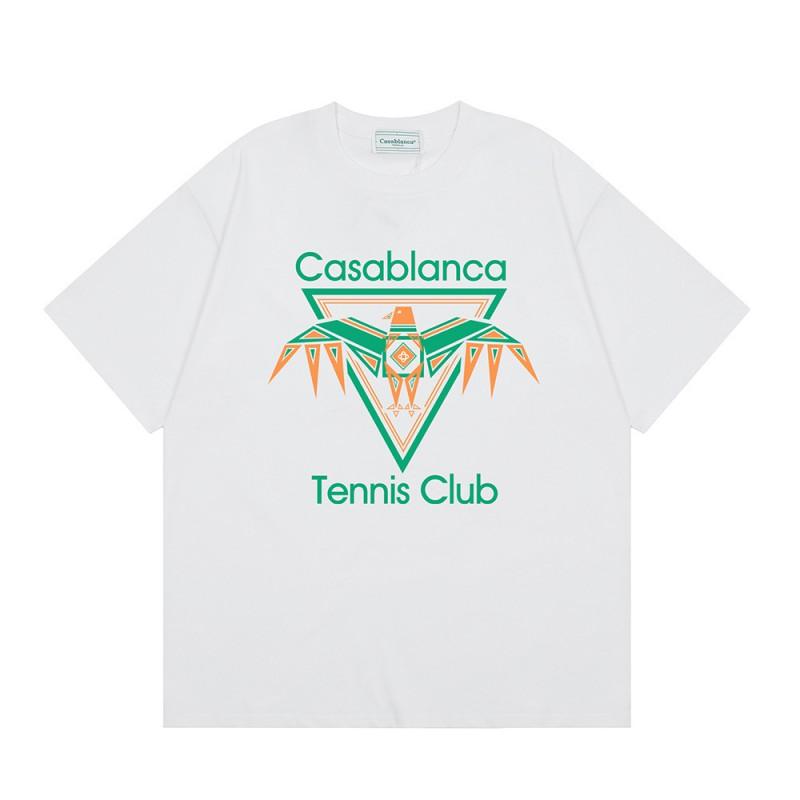 Casablanca Print T-Shirt Men Women Loose Fit Short Sleeve Casual Top