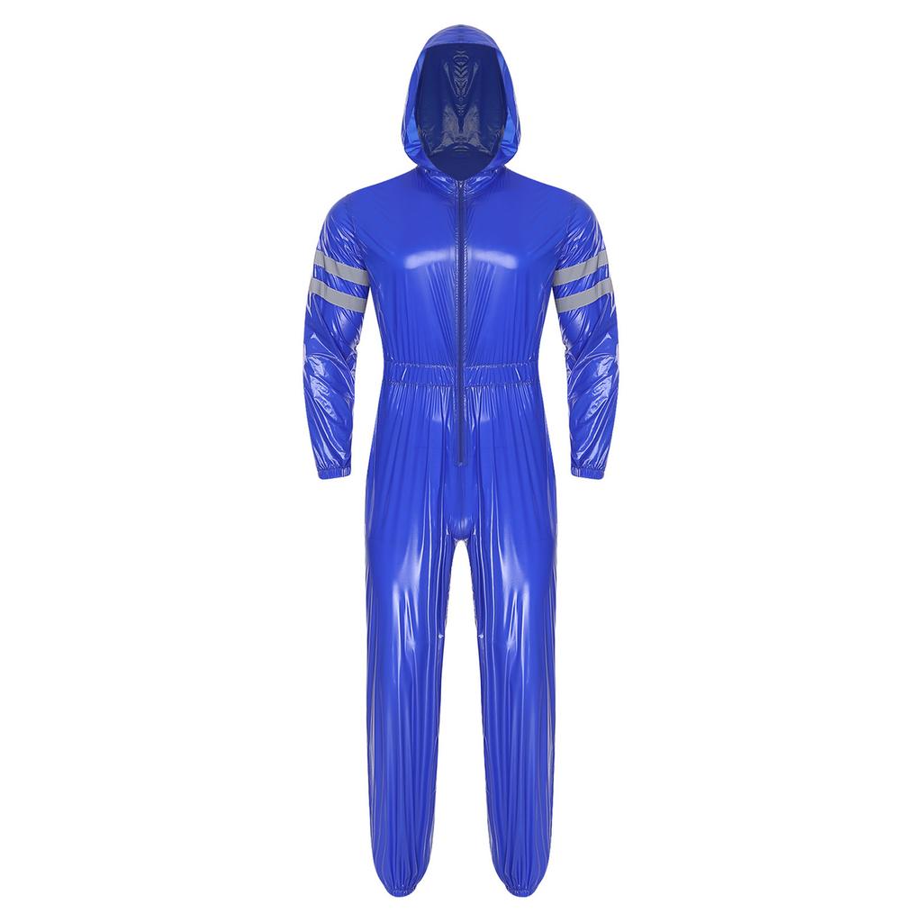 Мужской ВысокоВидимый Светоотражающий Комбинезон Водостойкий На Молнии Спереди Длинный Рукав Эластичная Талия С Капюшоном