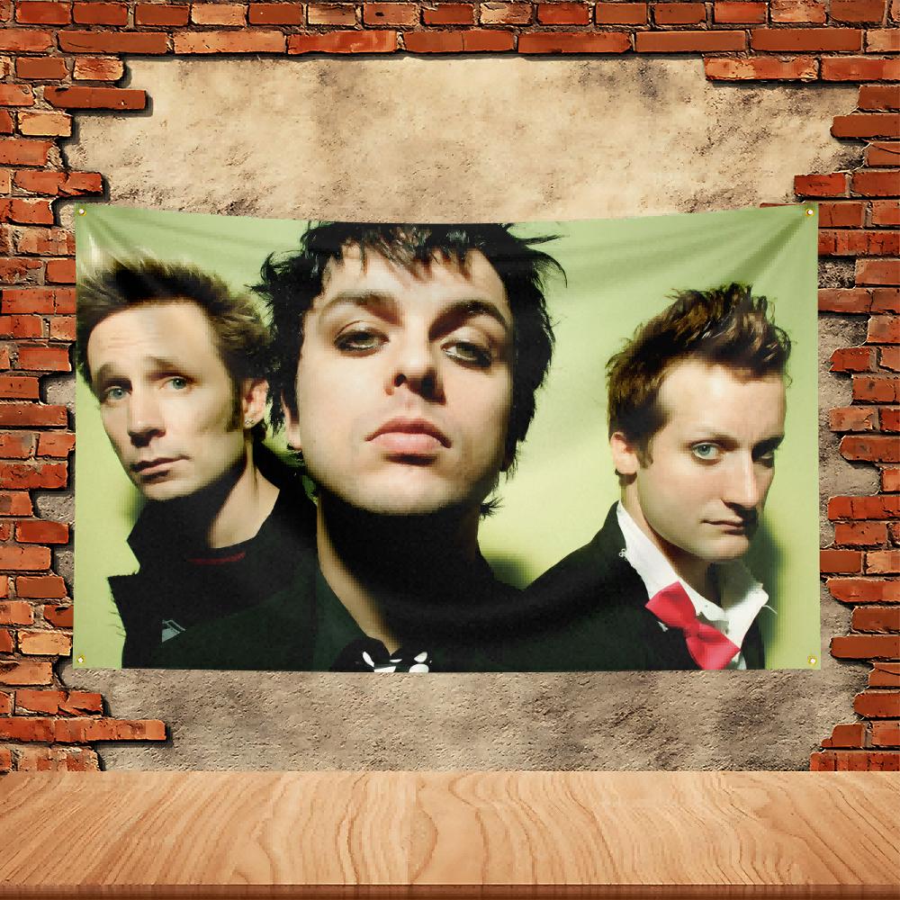 Green Day Band Party Flag Polyester Printed Flag Banner Tapestry for Garden Garage Decoration Concert Flag