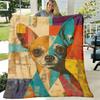 1pc Cozy Flannel Blanket with Vibrant Chihuahua Dog Print Soft Warm AllSeason Throw, Multicolor Contemporary Design with Expressive Chihuahua Face & C