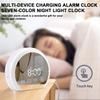Светодиодный будильник Ambiance Light Многофункциональная зеркальная поверхность Большой экран Разборчивый дисплей Круглая форма Студенты Прикроватный цифровой настольный будильник