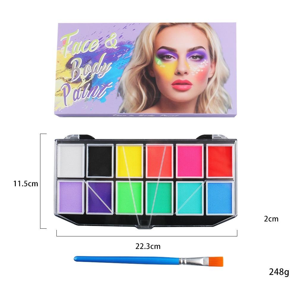 12-grid Multi-color Facial Paint for Children's Facial Painting and Body Painting