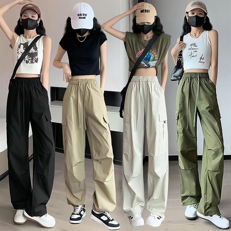 Летний ретро комбинезон повседневный прямой свободный с высокой талией брюки женские