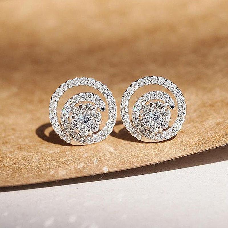 BELLA BOX Круглые серьги-гвоздики в форме круга, прозрачный кубический цирконий, ослепительные женские серьги для пирсинга ушей, эффектные ювелирные изделия