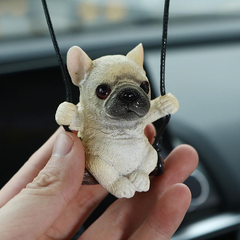Bulldog Car Pendant Rearview Mirror Cute Puppy Small Fresh DIY Jewelry Car Accessories Interior Creative Adorns Decoration Decor