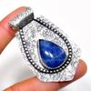 Sodalite Gemstone 925 Silver Plated Handmade Jewelry Pendant 2.27"