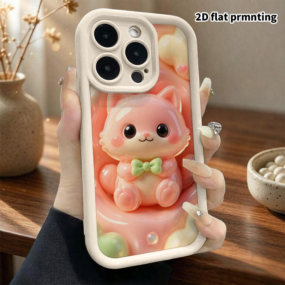 Phone case: 2D flat design suitable for iPhone 18 17 16 15 14 13 Pro protective case, pink cat, perfect Christmas and Halloween holiday gift