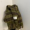Korean-Style Plaid Cashmere-Inspired Scarf: Warm, Versatile Winter Shawl for Women