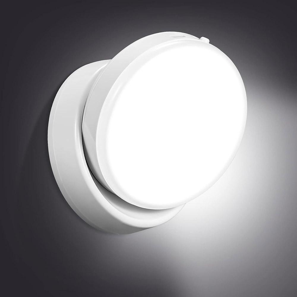 Ночник с датчиком движения, Вращающийся на 360° светодиодный ночник, Подсветка для шкафа, Портативный ночник на батарейках, Холодный белый