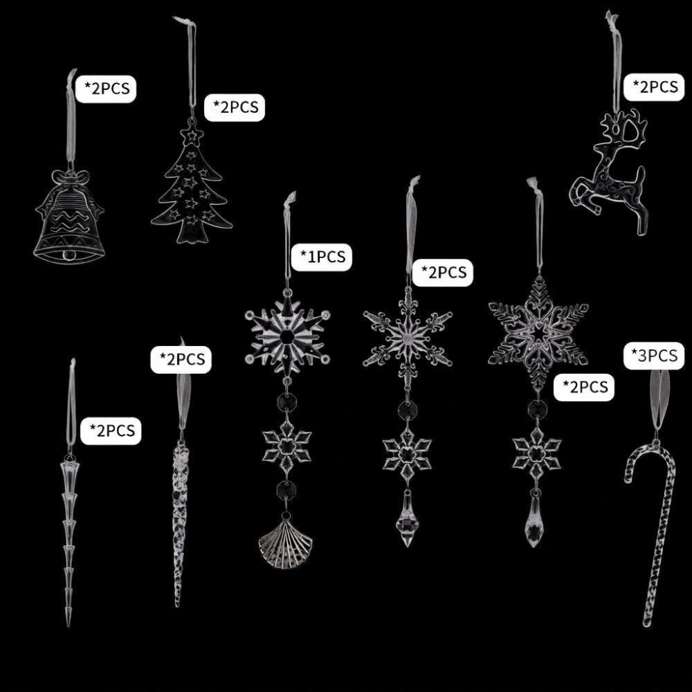 18/28 Pcs Teardrop Shape Christmas Tree Decor Sparkling Icicle Decorations Pendant Windows