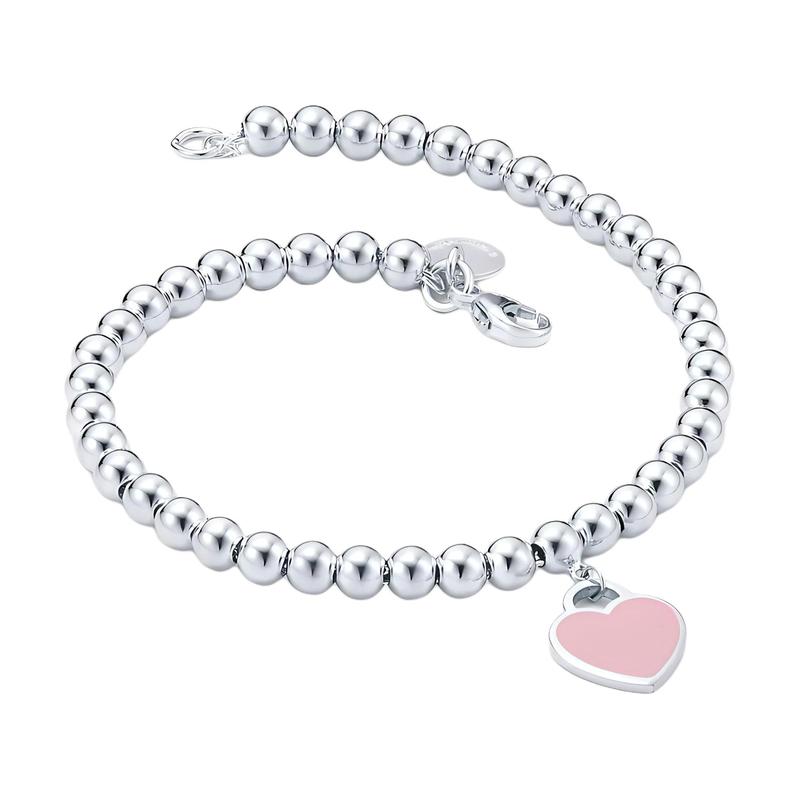 TIFFANY &CO TIFFANY &CO Серия Return to ™ Бусина в форме сердца Тип Браслет с бусинами Серебро 925 Проба Эмаль Женский Розовый GRP06688-Pink Очень маленький