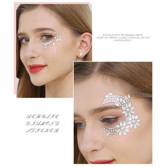 Наклейки на лицо и глаза для женщин, самоклеящиеся стразы, макияж, татуировки, наклейки для ногтей для украшения вечеринки на Хэллоуин