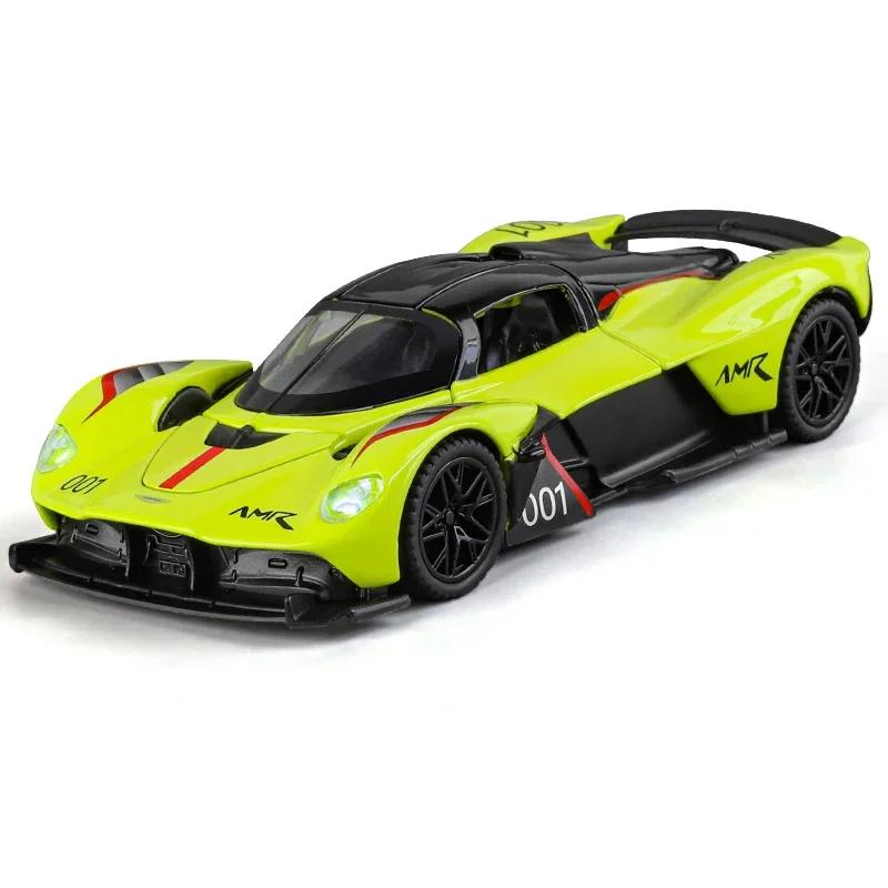 Новый 1:32 Aston Martin Valkyrie AMR 001 Супер спортивный автомобиль Литой металлический сплав Модель автомобиля Звук и свет Коллекционирование хобби Подарок на день рождения
