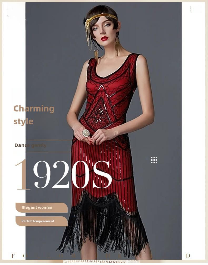 Платье в стиле ретро 1920-х годов с кисточками - сценический костюм для бала Гэтсби