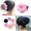 Fashion Elastic Colorful Satin Hairpin Braid Set Crochet Hair Stick Dance Net Flower Hair Accessories