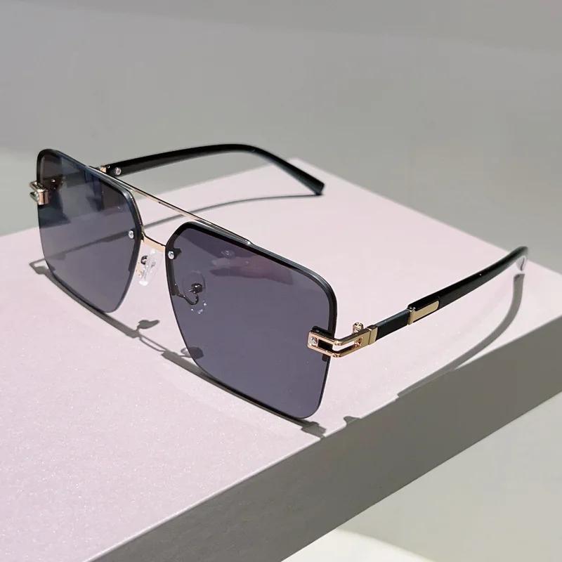 y2k Half Frame Luxury Designer Square Sun Glasses Women For Men Female Vintage Punk Metal Outdoor Driving Sun Glasses UV400