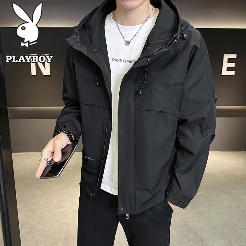 PLAYBOY Мужская повседневная ветровка с капюшоном