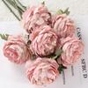 5 PCS Artificial Flower Peony Bouquet Fake Flower Western Rose Tea Rose Wedding Flower Wall Accessories Home Decor Photo Props